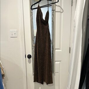 MINKPINK Shimmering Brown Backless Dress